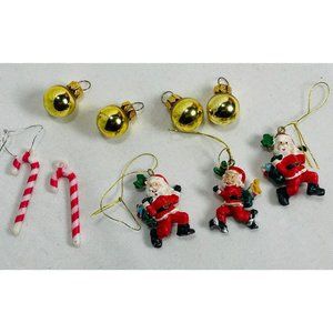 Lot Mini Holiday Christmas Tree Ornaments Santa Glass Build Candy Cane Vintage
